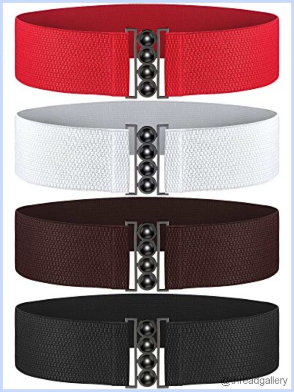 4 Pack Wide Elastic Stretch Waist Belt Women Vintage Hook Closure